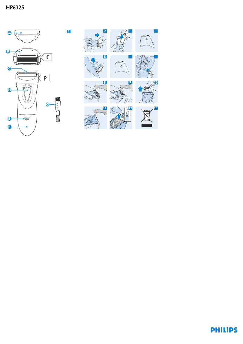Image de la première page du manuel de l'appareil Ladyshave HP6325