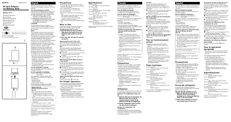 Página 1 del manual Manual de usuario Sony MSAC-PC1