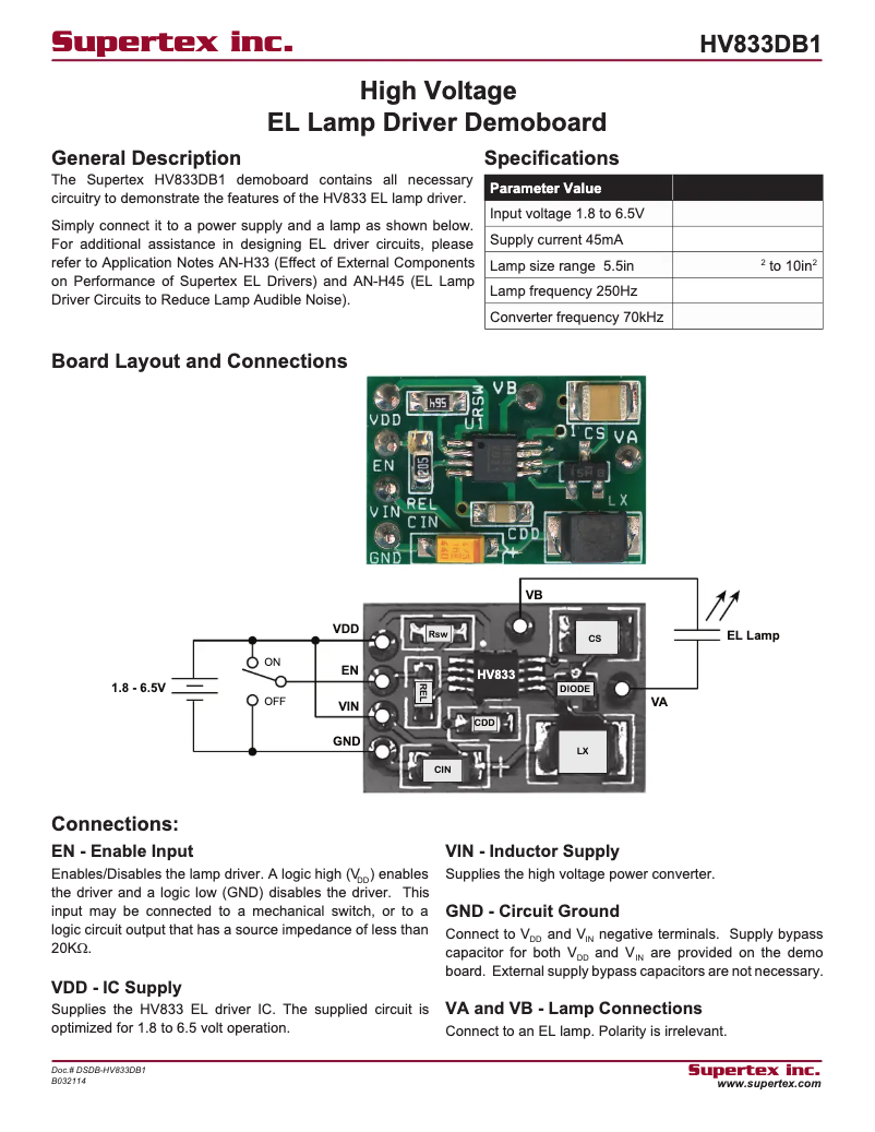 Page 1 de la notice Manuel utilisateur Microchip HV833DB1