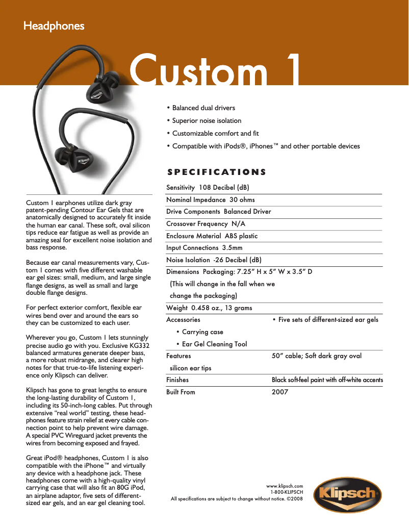 Image de la première page du manuel de l'appareil Custom 1