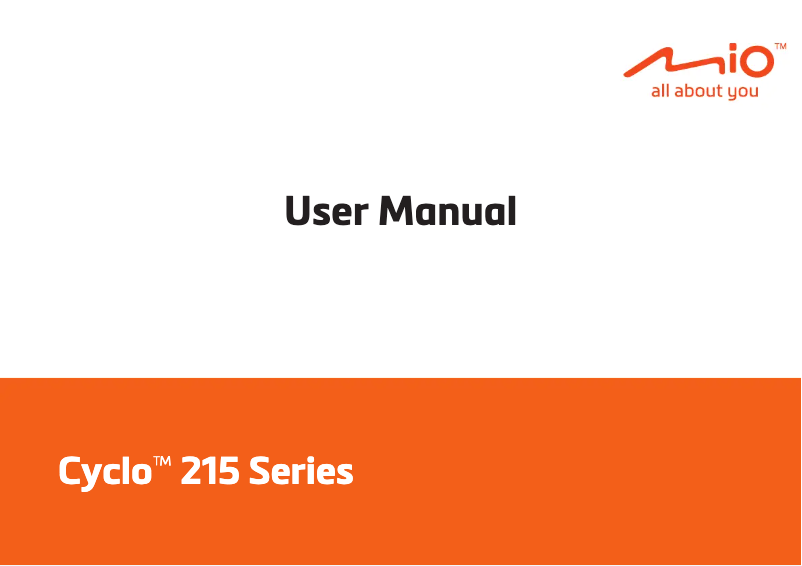 Page 1 de la notice Manuel utilisateur Mio Cyclo 215