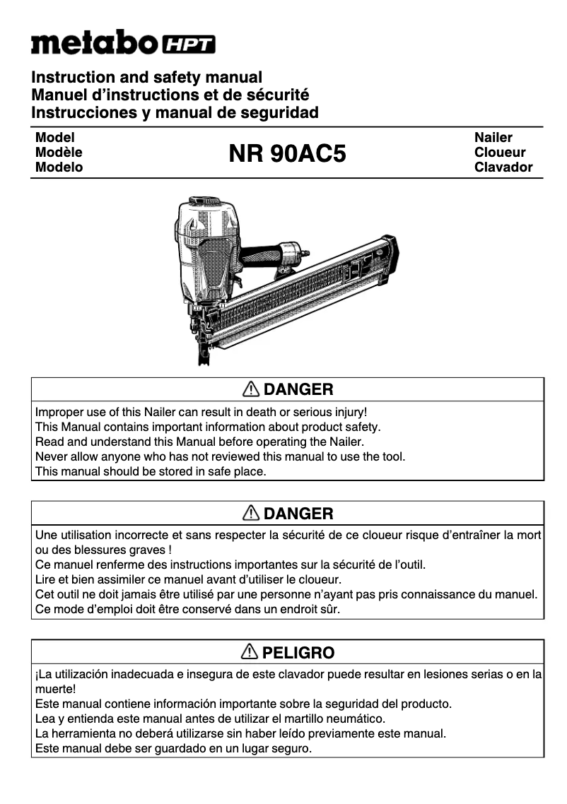 Page 1 de la notice Manuel utilisateur HiKOKI NR90AC5