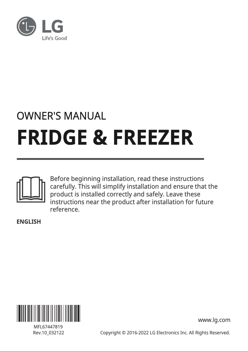 Page 1 de la notice Manuel utilisateur LG GSJ961MCVZ