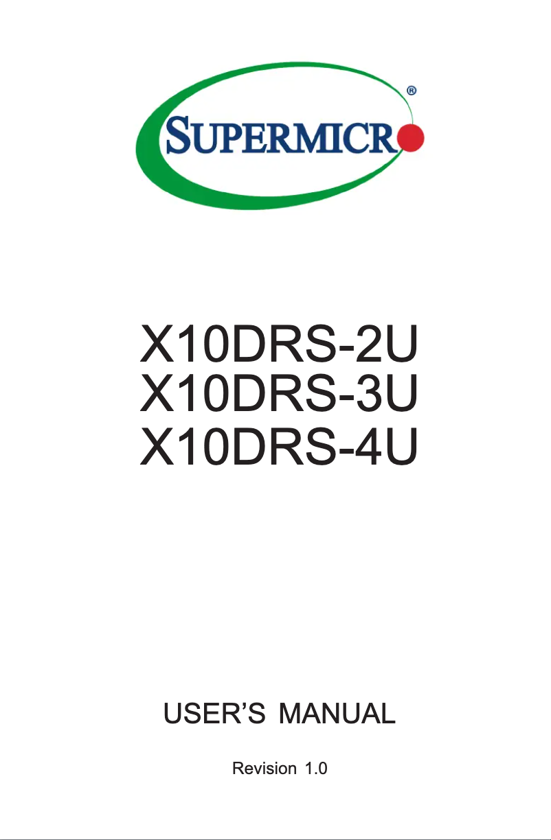 Page 1 de la notice Manuel utilisateur Supermicro X10DRS-4U