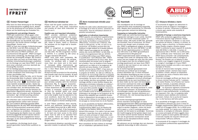 Image de la première page du manuel de l'appareil FPR217