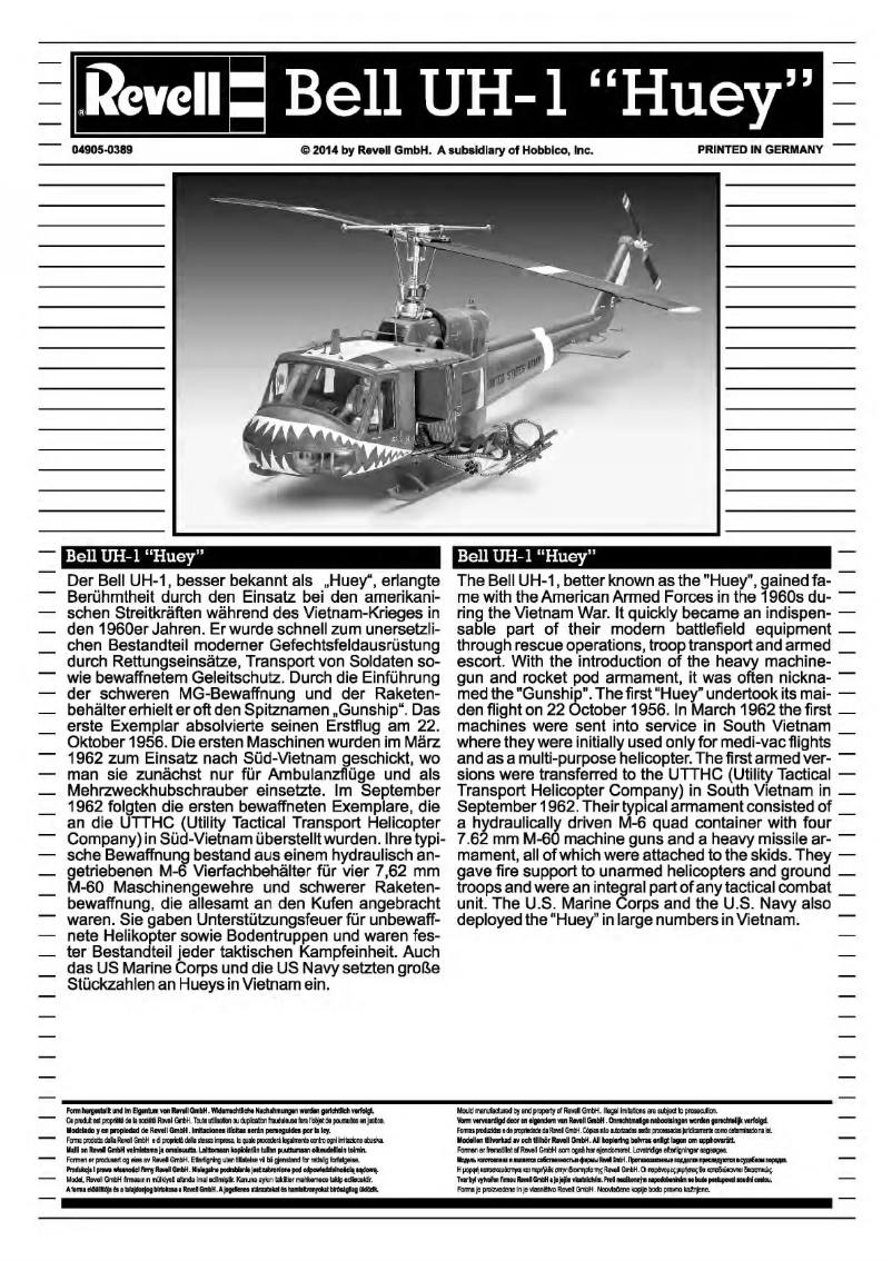 Image de la première page du manuel de l'appareil Bell UH-1 Huey