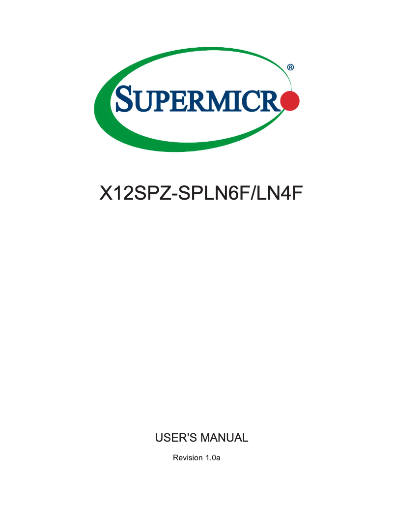 Page 1 de la notice Manuel utilisateur Supermicro X12SPZ-SPLN6F
