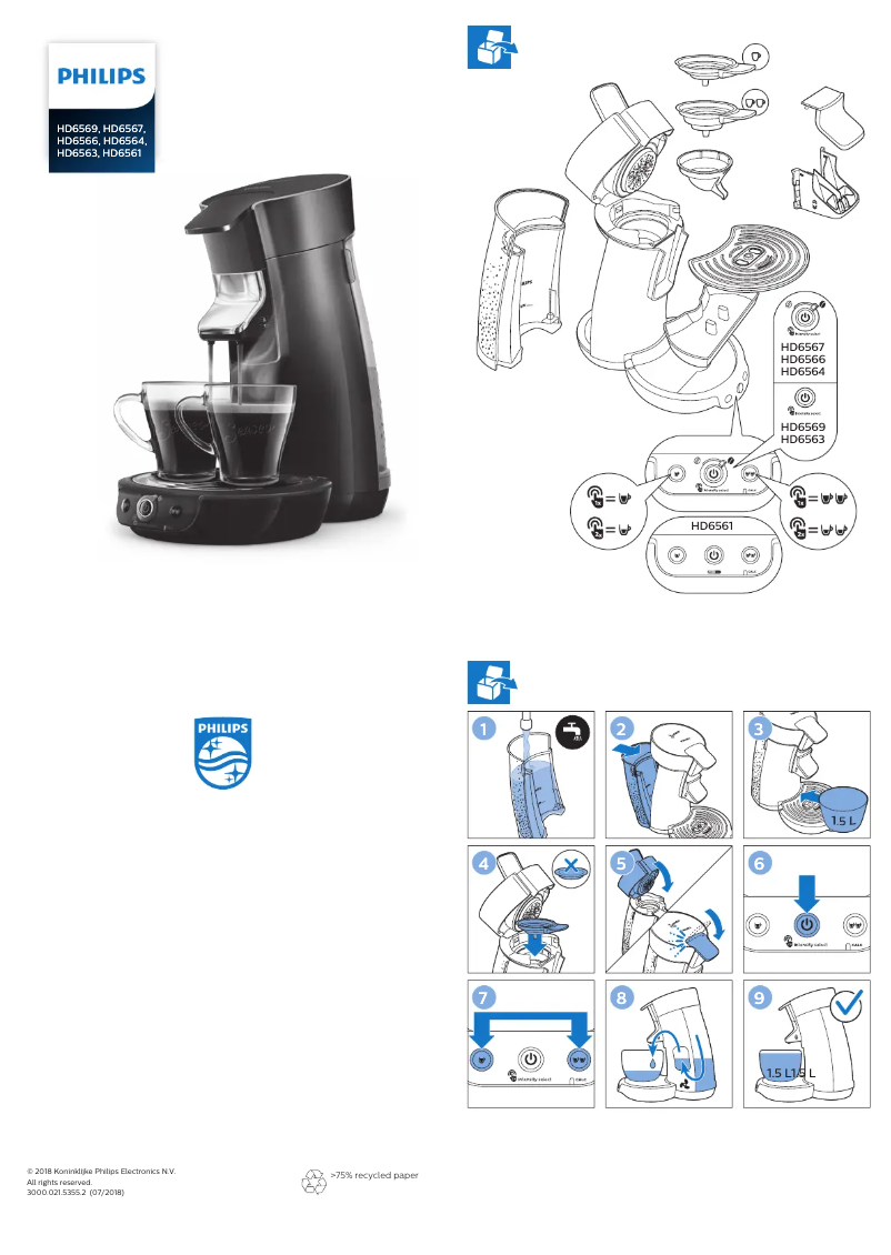 Image de la première page du manuel de l'appareil Senseo Viva Café Duo Select HD6566