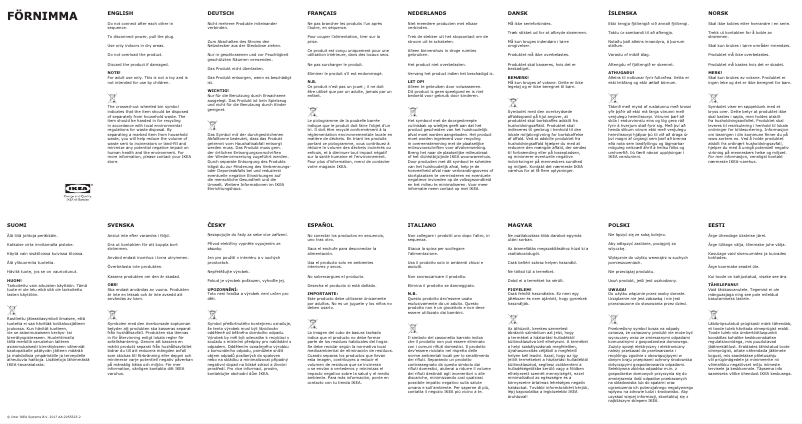 Imagen de la primera página del manual del dispositivo FÖRNIMMA 305.247.85