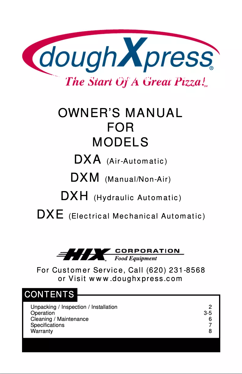 Page 1 de la notice Manuel utilisateur DoughXpress DXM-SS