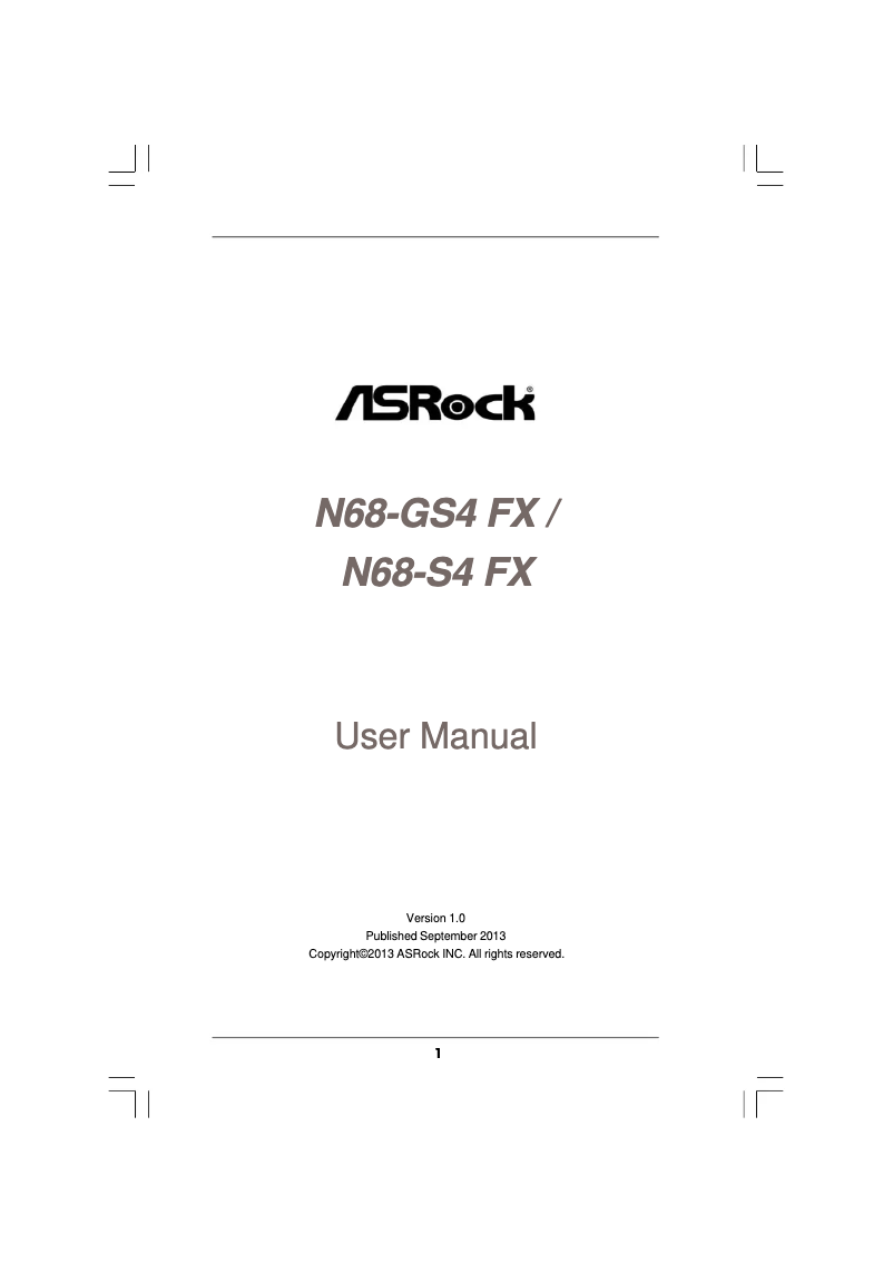 Página 1 del manual Manual de usuario Asrock N68-GS4 FX