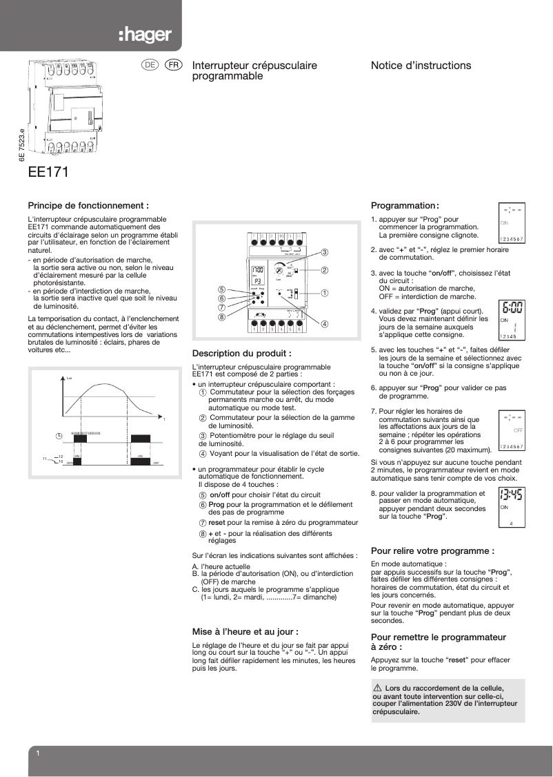 Image de la première page du manuel de l'appareil EE171