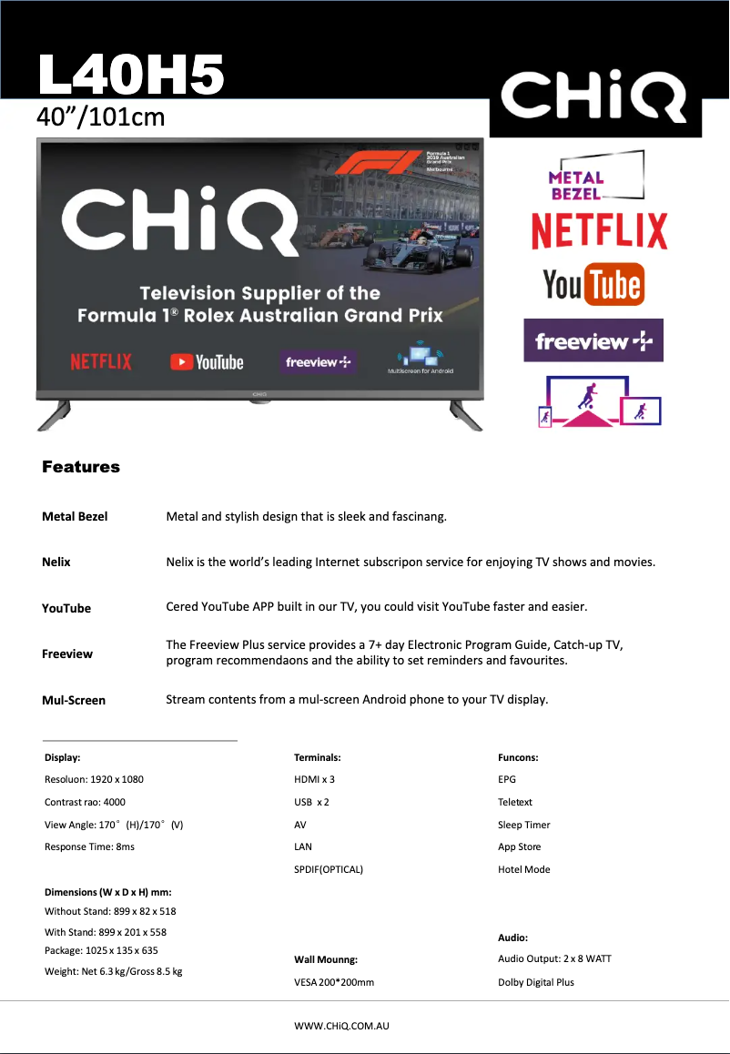 Image de la première page du manuel de l'appareil L40H5