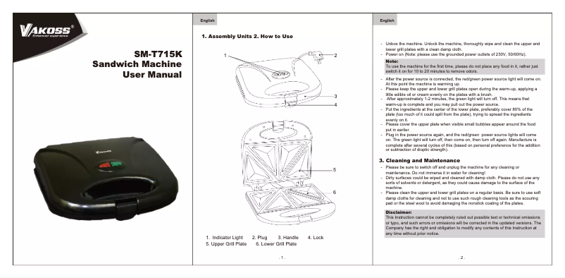 Page n°1 - Manuel utilisateur Vakoss SM-T715K