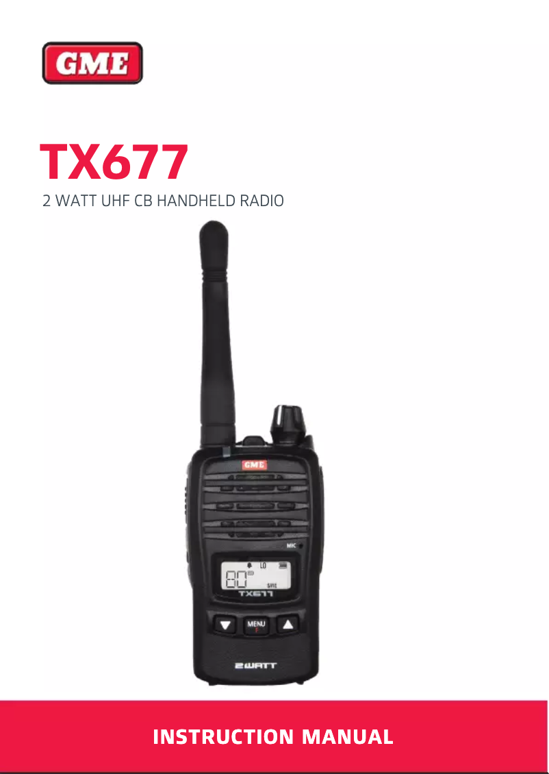 Page 1 de la notice Manuel utilisateur GME TX677