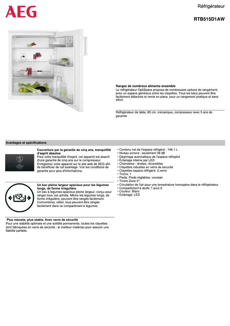 Image de la première page du manuel de l'appareil RTB515D1AW