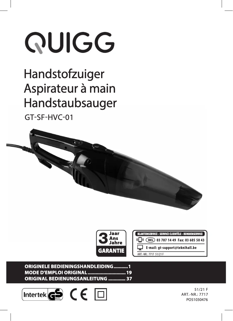 Image de la première page du manuel de l'appareil GT-SF-HVC-01