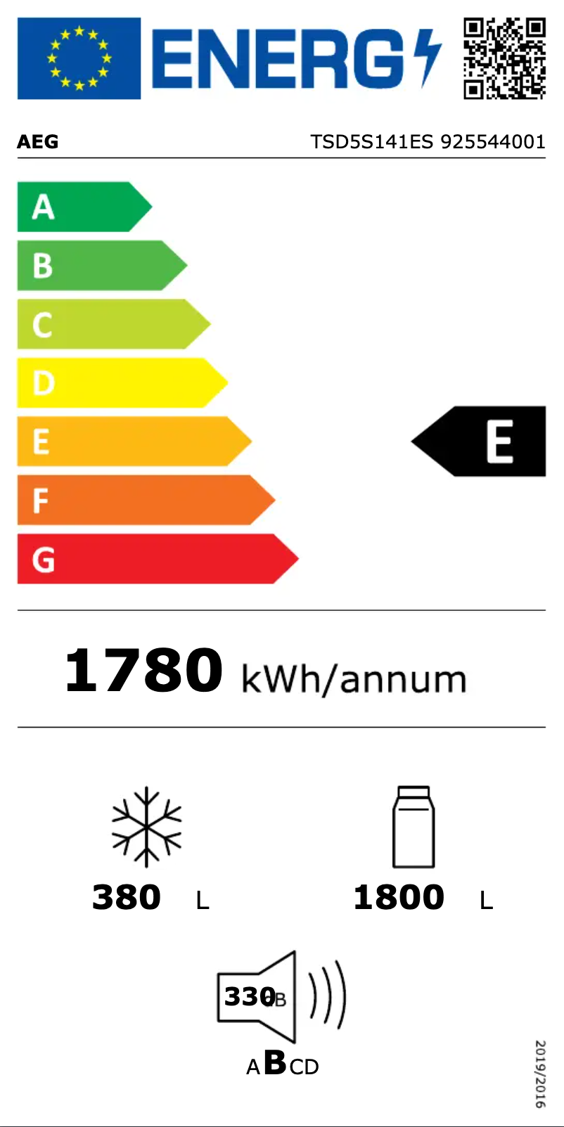 Page n°1 - Label énergétique AEG TSD5S141ES