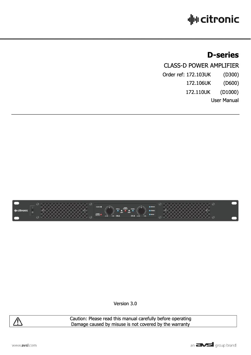Page n°1 - Manuel utilisateur Citronic D300