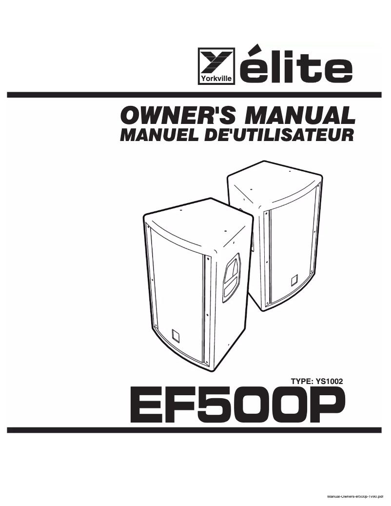 Page 1 de la notice Manuel utilisateur Yorkville Elite EF500P
