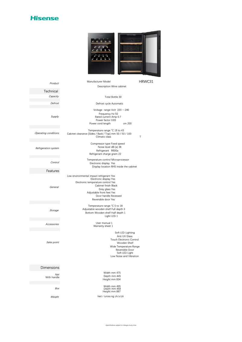 Image de la première page du manuel de l'appareil HRWC31