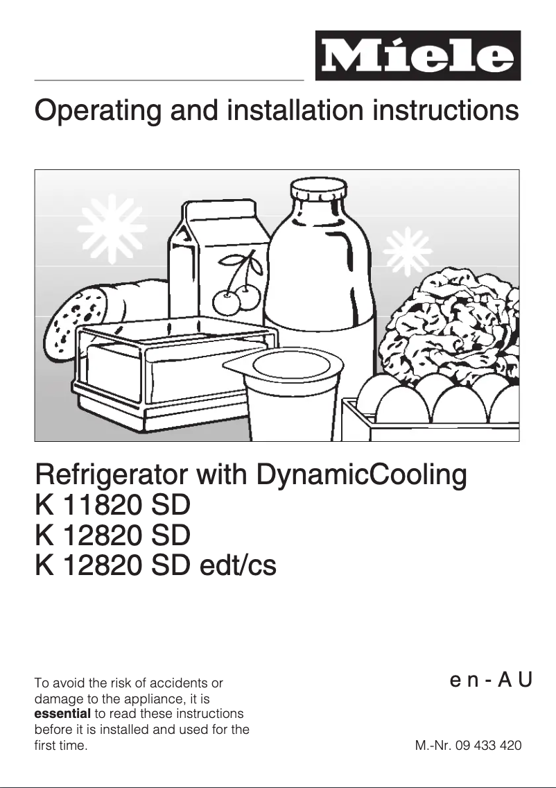 Page 1 de la notice Manuel utilisateur Miele K 12820 SD