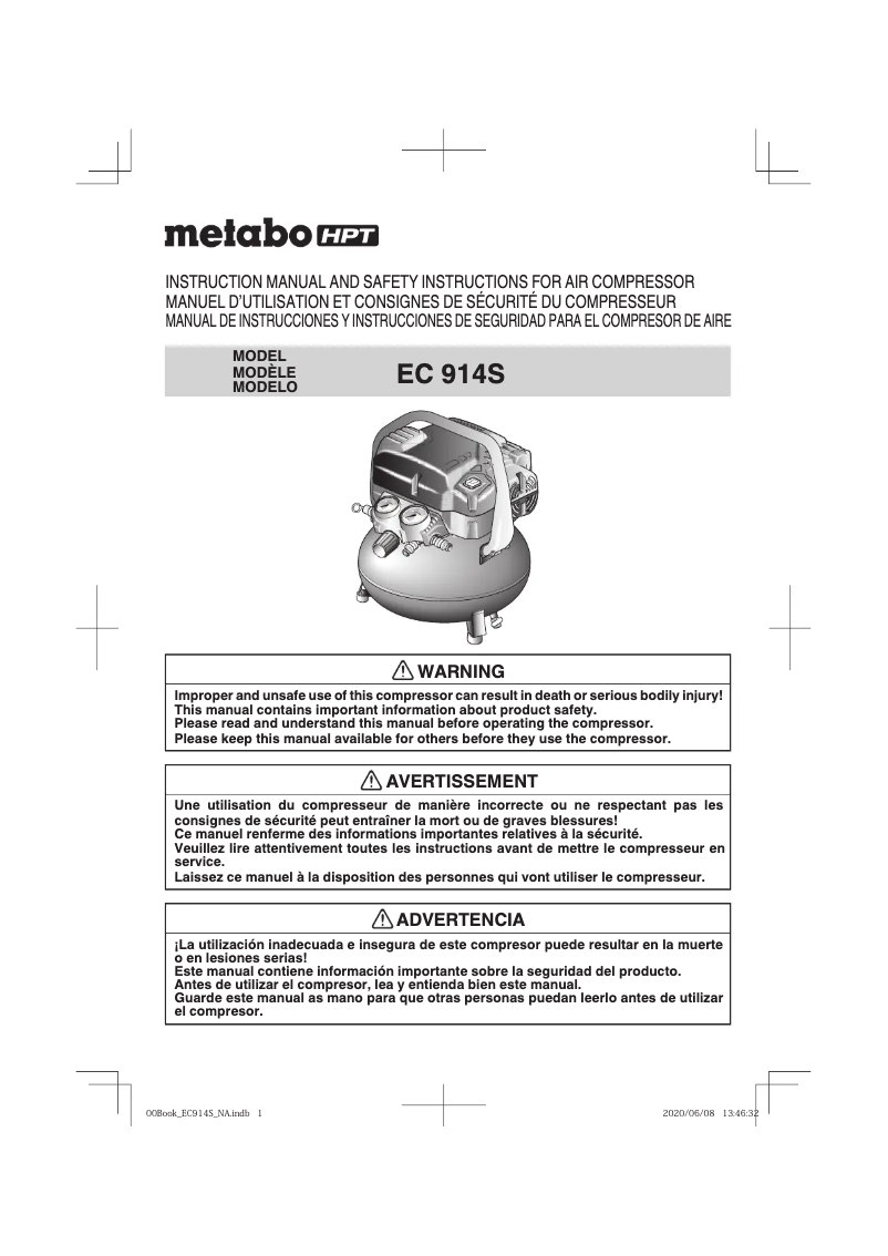 Page 1 de la notice Manuel utilisateur Metabo EC914S