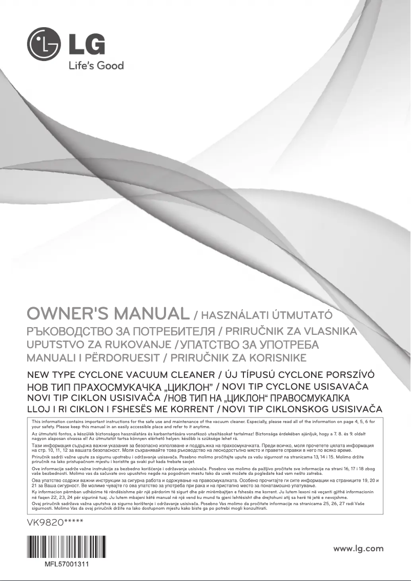 Page 1 de la notice Manuel utilisateur LG VK9820UHAT