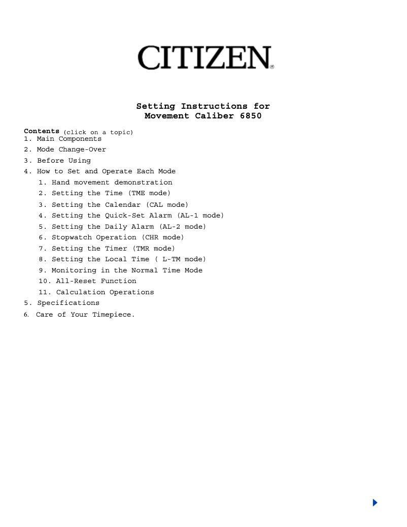 Imagen de la primera página del manual del dispositivo CAL 6850