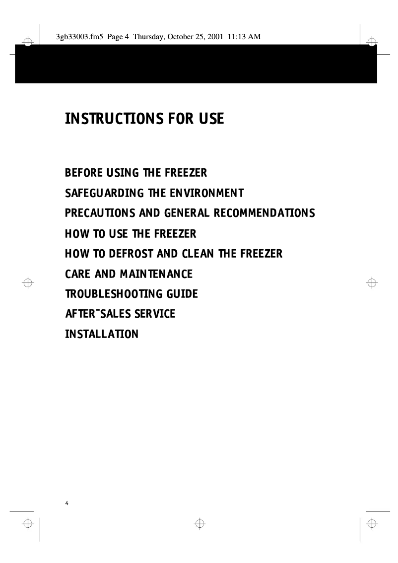 Page 1 de la notice Manuel utilisateur Whirlpool AFG 380/G-T