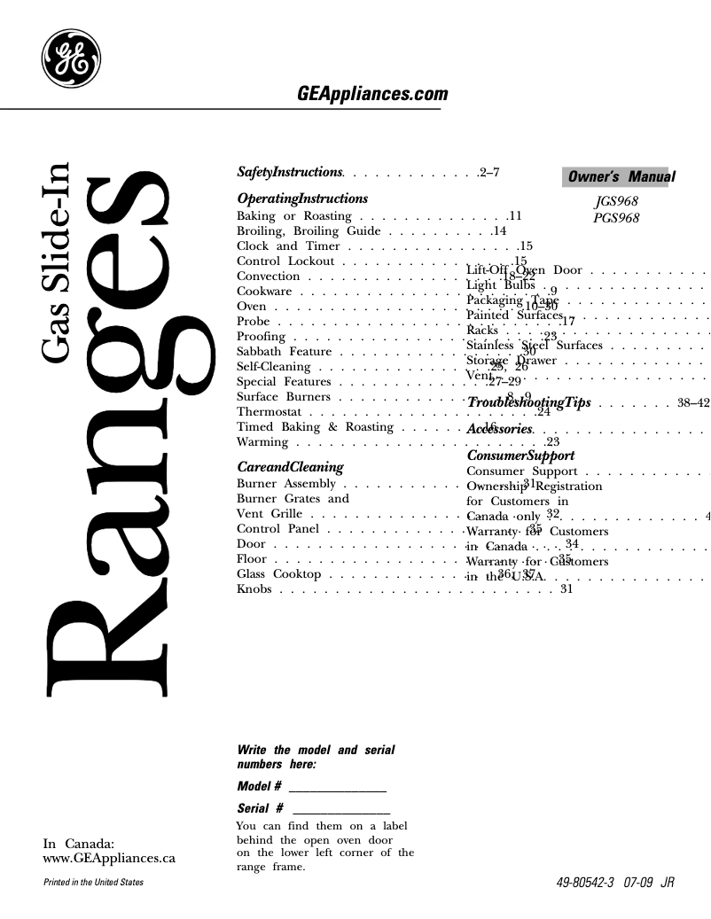 Page 1 de la notice Mode d'emploi GE PGS968DEPBB
