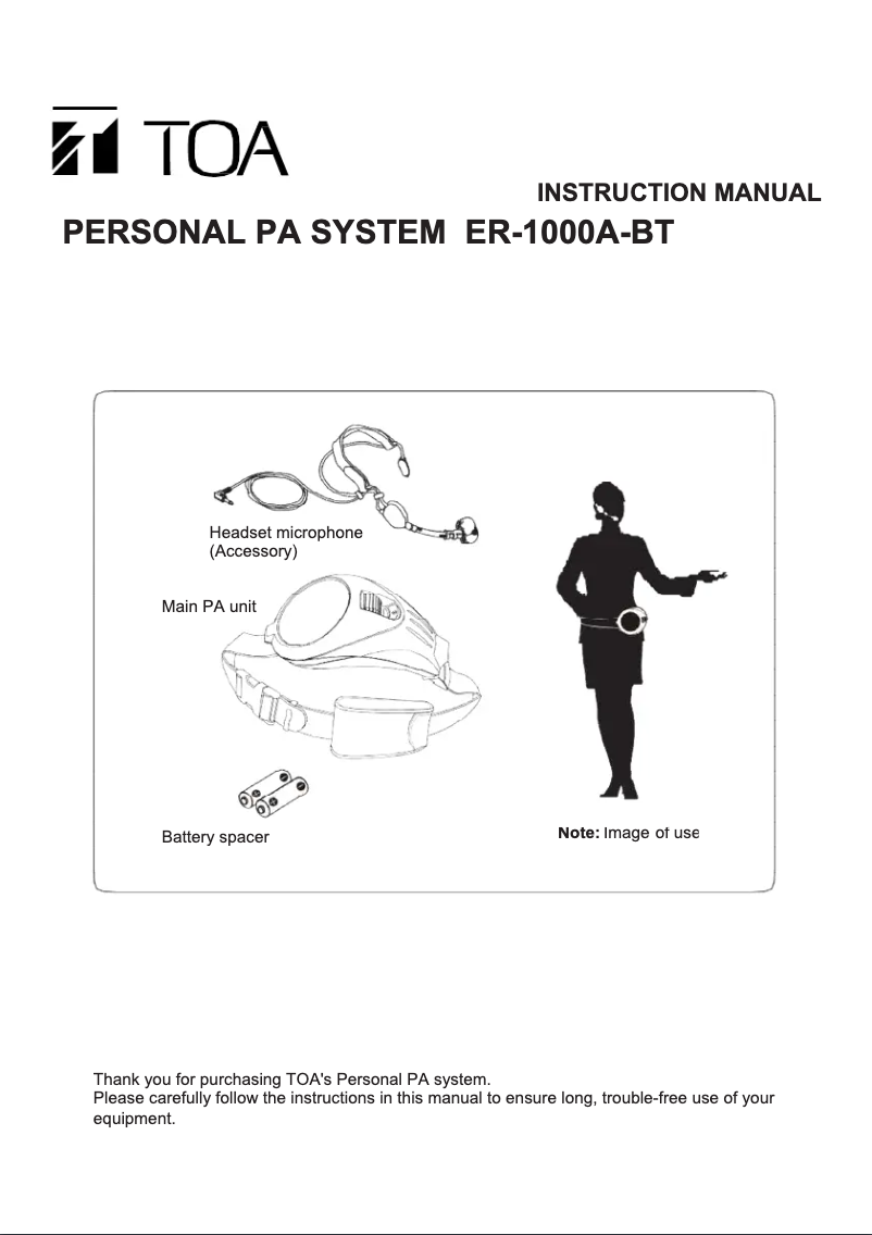 Page n°1 - Manuel utilisateur TOA ER-1000A-BT