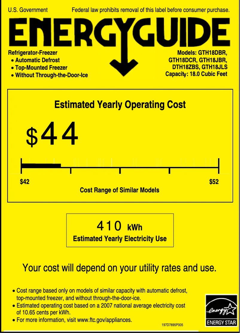 Image de la première page du manuel de l'appareil GTH18DCRLWW