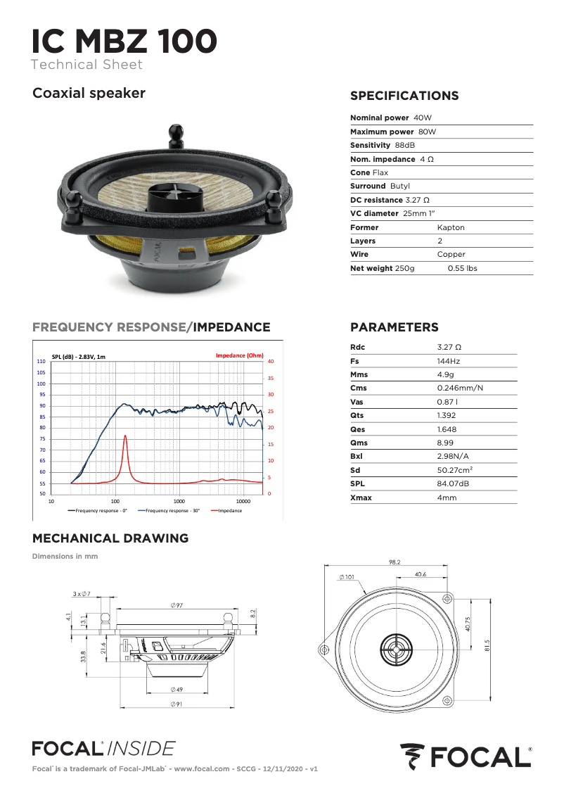 Image de la première page du manuel de l'appareil Inside IC MBZ 100