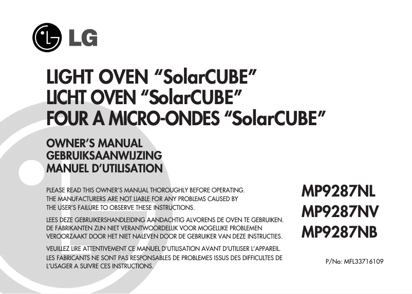 Página 1 del manual Manual de usuario LG MP9287NL