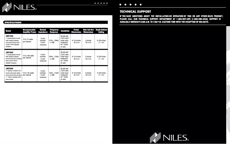 Page 1 de la notice Manuel utilisateur Niles CM750Si