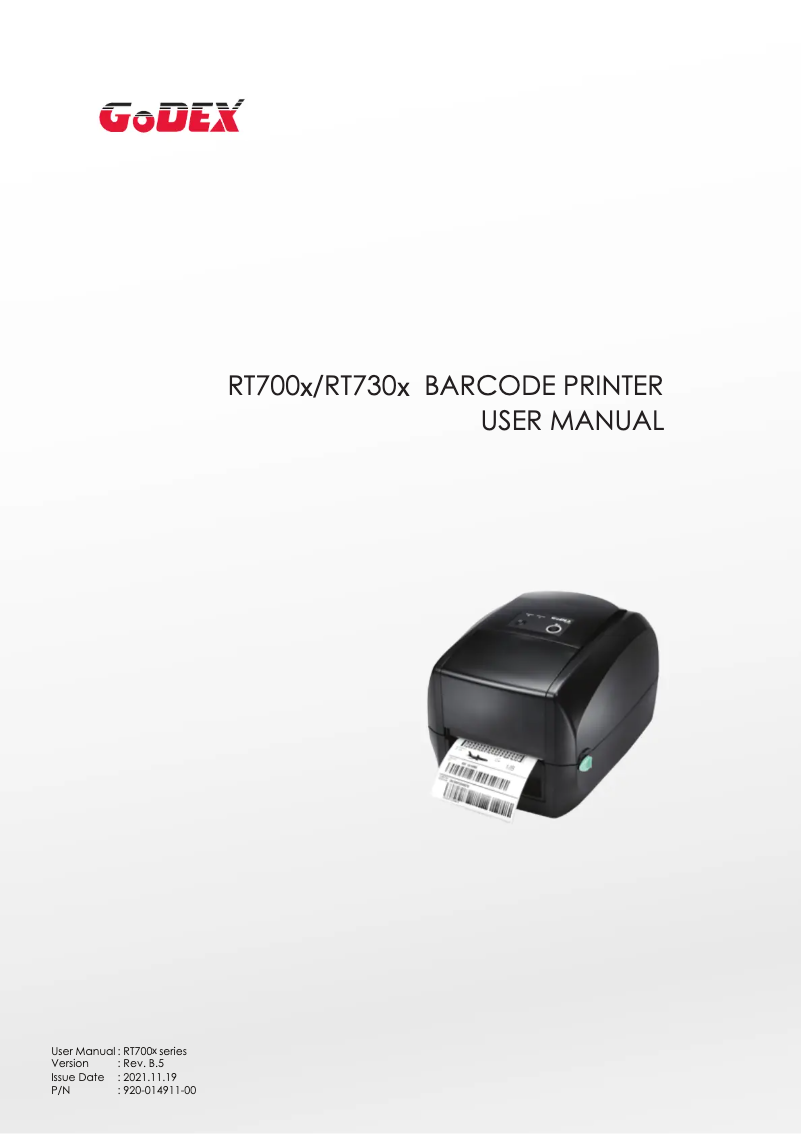 Page n°1 - Manuel utilisateur Godex RT730x