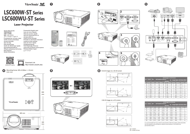 Page n°1 - Guide de démarrage rapide Viewsonic LSC600WU-ST