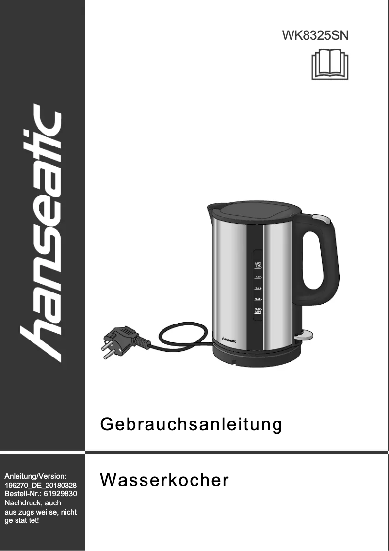 Page 1 de la notice Manuel utilisateur Hanseatic WK8235SNL