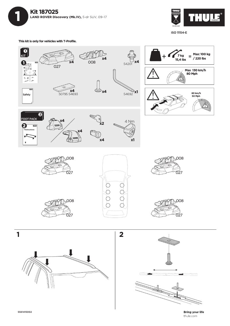 Página 1 del manual Manual de usuario Thule Kit 187025