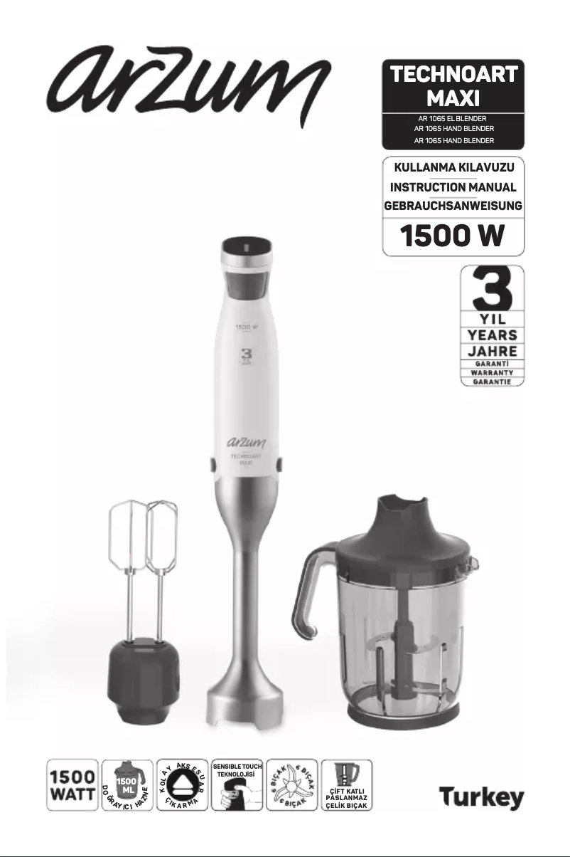 Page n°1 - Manuel utilisateur Arzum AR1065