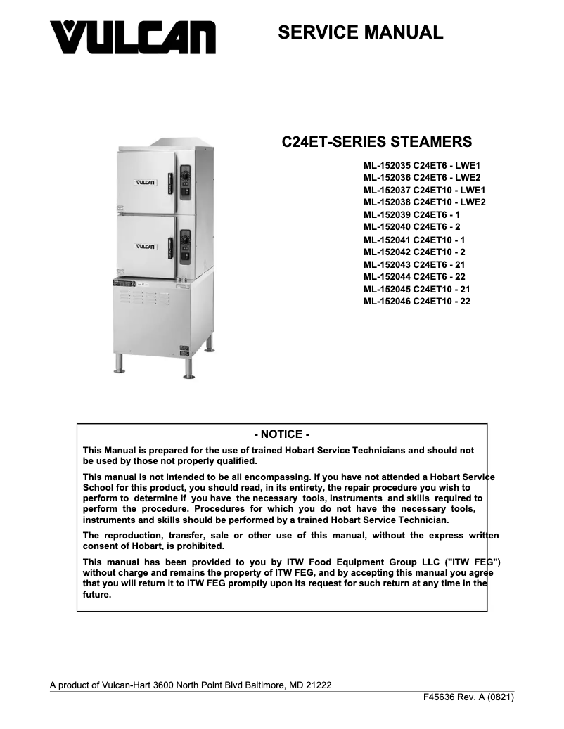 Page 1 de la notice Manuel utilisateur Vulcan C24ET10