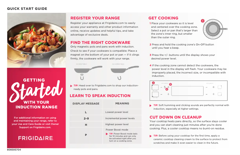 Page n°1 - Guide de démarrage rapide Frigidaire FFIF3054TS