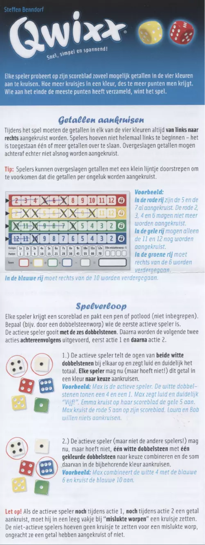 Page n°1 - Manuel utilisateur White Goblin Games Qwixx