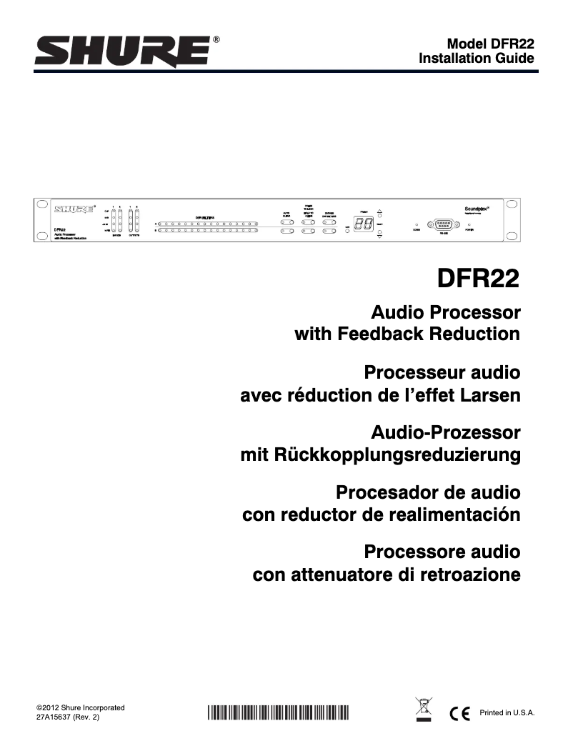 Page 1 de la notice Manuel utilisateur Shure DFR22