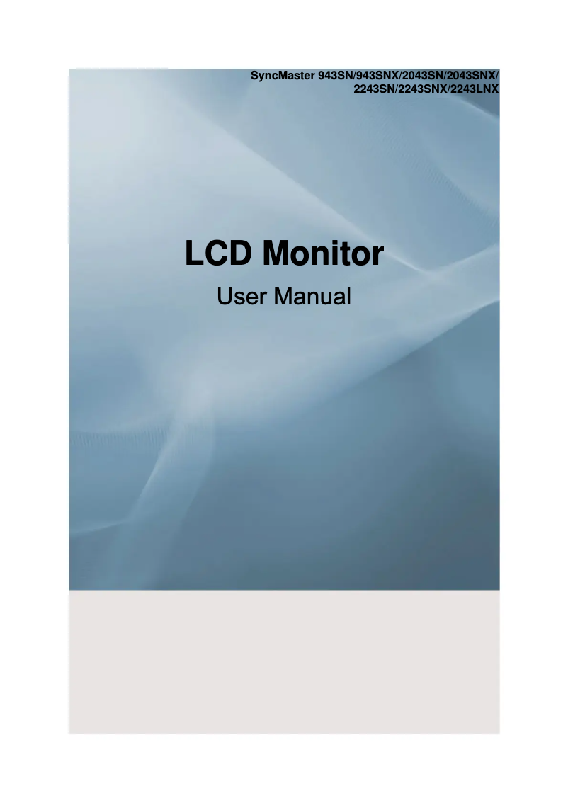 Page n°1 - Manuel utilisateur Samsung SyncMaster 943SNX