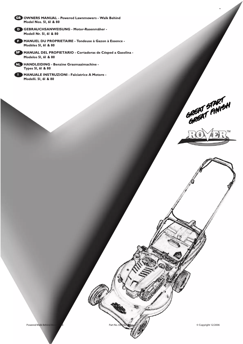 Page 1 de la notice Manuel utilisateur Rover Pro Cut Mulch 'N Catch 80