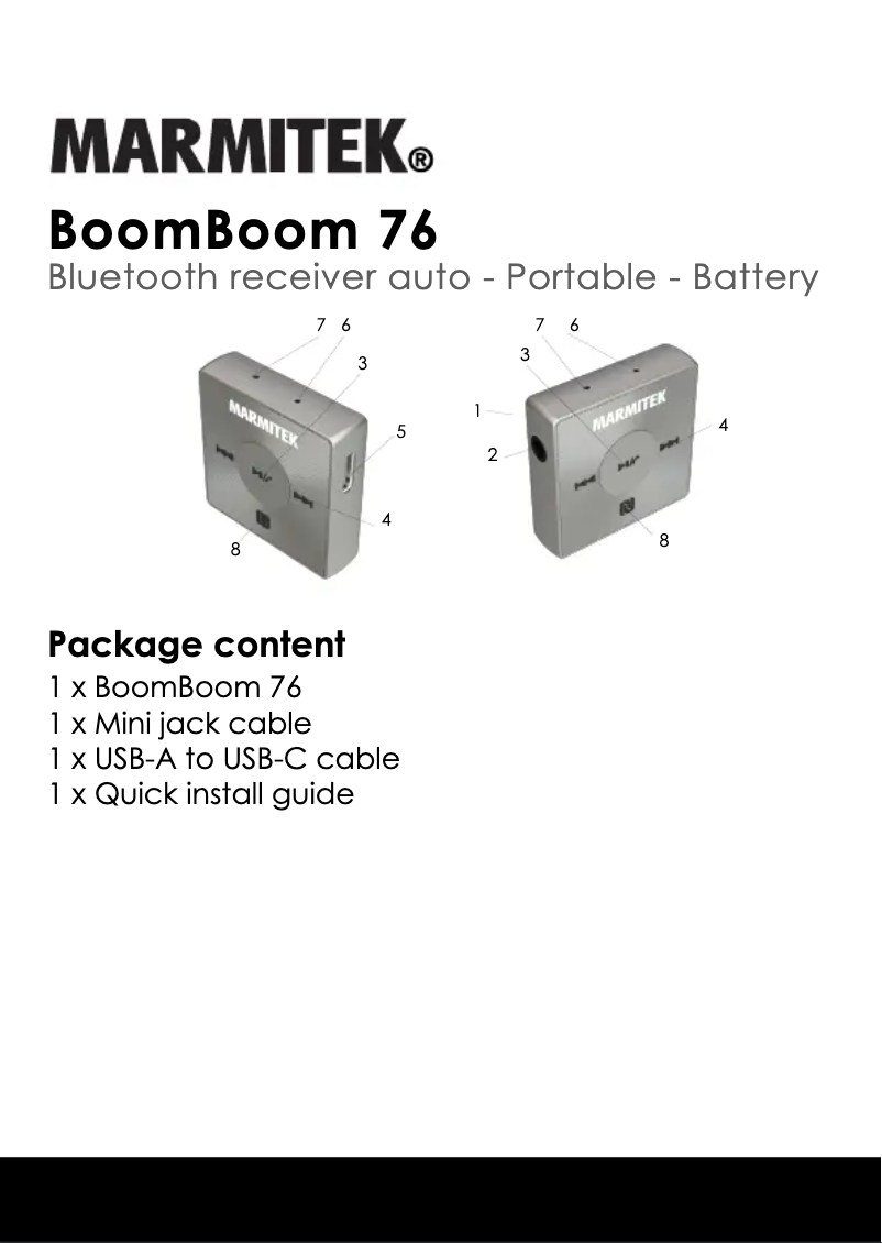Image de la première page du manuel de l'appareil BoomBoom 76