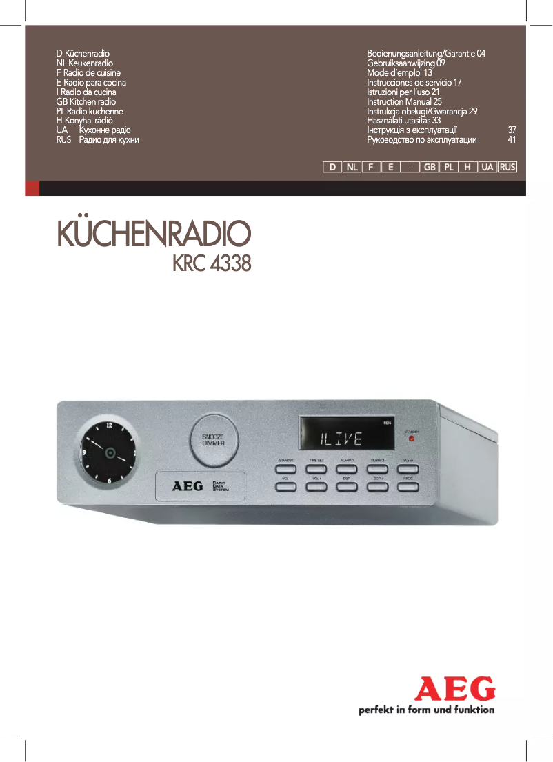 Page n°1 - Manuel utilisateur AEG KRC 4338