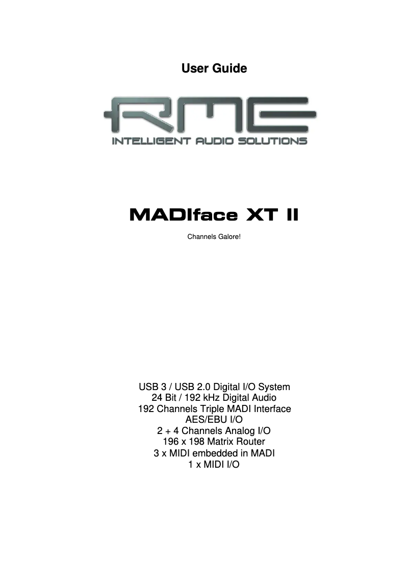 Page 1 de la notice Manuel utilisateur RME MADIface XT II